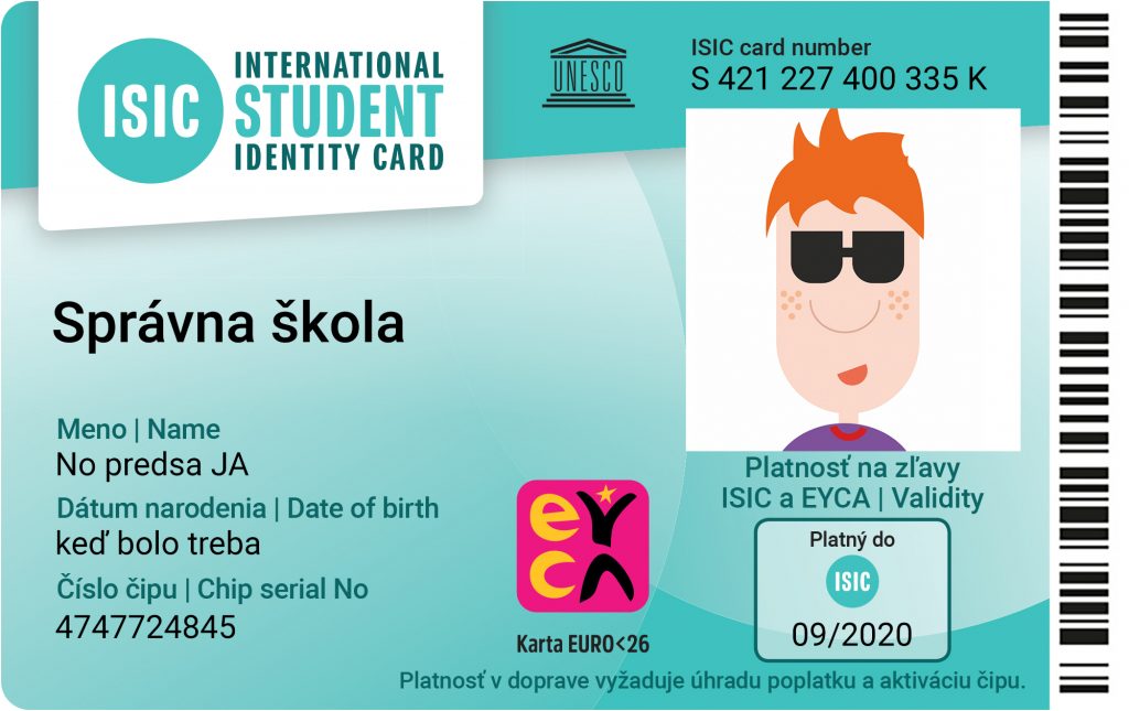 Informácia pre držiteľov kariet  ISIC/EURO26 a ITIC